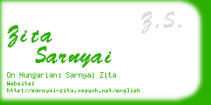 zita sarnyai business card